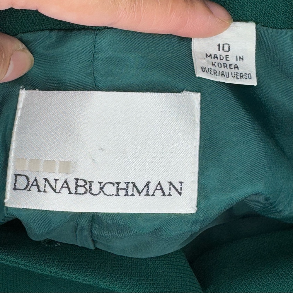 DANA BUCHMAN 100% wool Elegant Green Women's Jacket mandarin collar vintage 10 - Picture 15 of 15